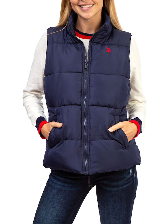 Kurz Damen Ärmellos Puffer Jacke für Winter Blau