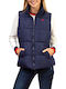 Kurz Damen Ärmellos Puffer Jacke für Winter Blau