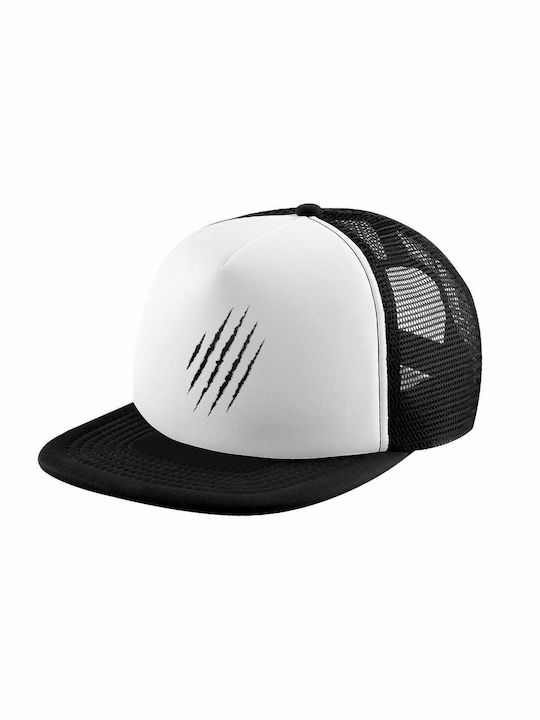 Claw scratch, Adult Soft Trucker Hat with Mesh Black/White (POLYESTER, ADULT, UNISEX, ONE SIZE)