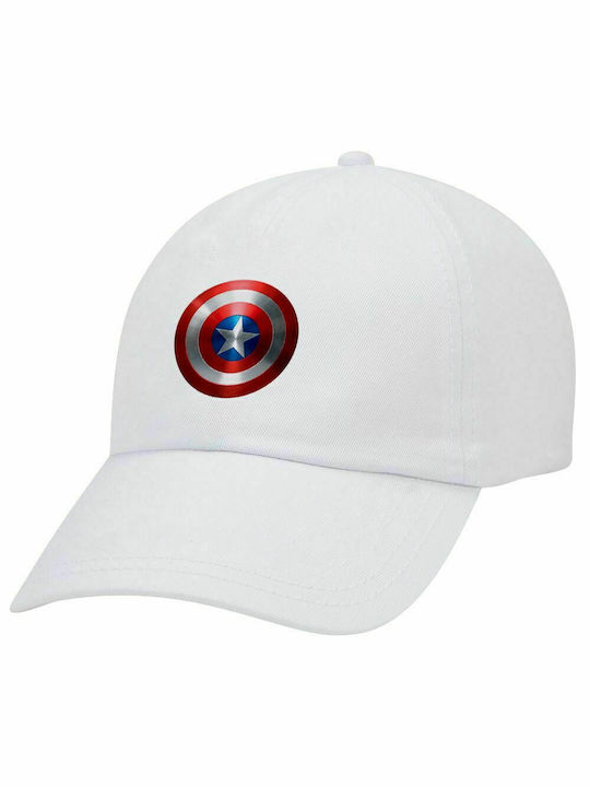 Captain America, Adult Baseball Hat White 5-panel (POLYESTER, ADULT, UNISEX, ONE SIZE)