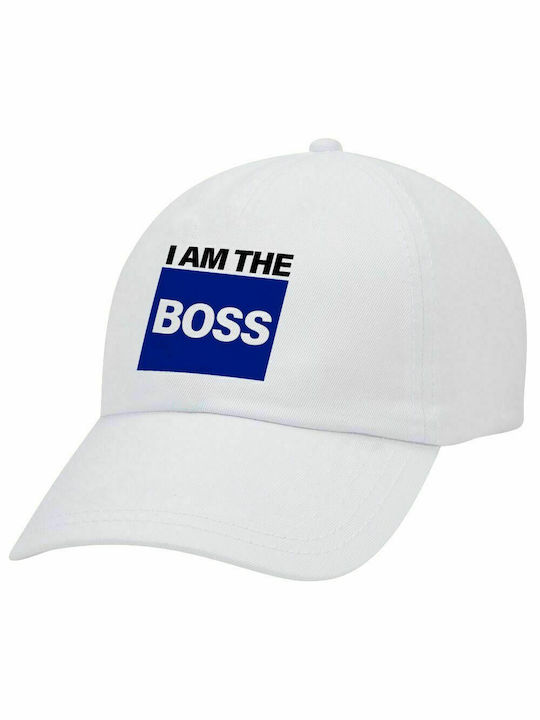 Ich bin der Boss, Erwachsenen Baseballkappe Weiß 5-Panel (POLYESTER, ERWACHSENE, UNISEX, EINHEITSGRÖßE)
