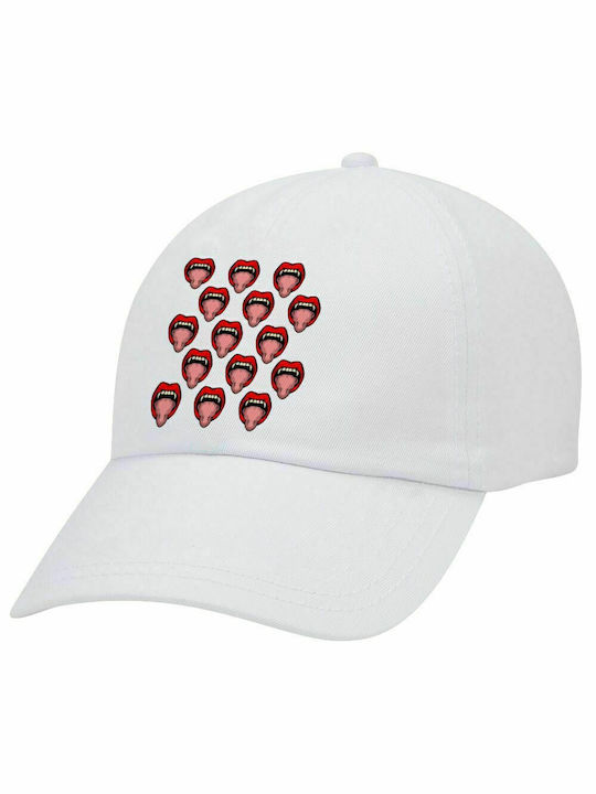 Vampir-Lippen, Erwachsene Baseballkappe Weiß 5-Panel (POLYESTER, ERWACHSENE, UNISEX, EINHEITSGRÖßE)