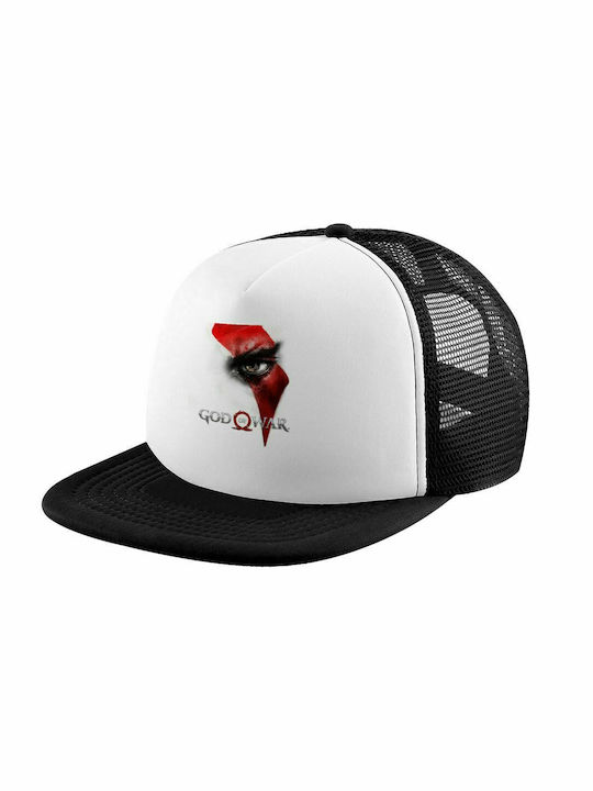 God of War Stratos, Adult Soft Trucker Hat with Mesh Black/White (POLYESTER, ADULT, UNISEX, ONE SIZE)