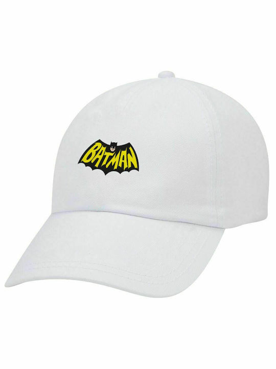 Batman classic logo, Adult Baseball Cap White 5-panel (POLYESTER, ADULT, UNISEX, ONE SIZE)