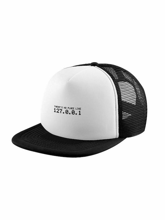 Erwachsenen Soft Trucker Hat mit Mesh Schwarz/Weiß (POLYESTER, ERWACHSENE, UNISEX, EINHEITSGRÖßE)