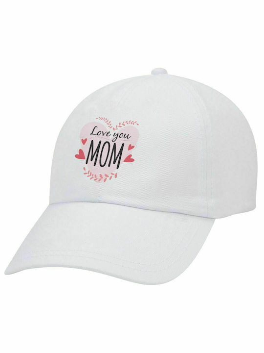 Muttertag Ich liebe dich Mama Herz, Erwachsene Baseballkappe Weiß 5-Panel (POLYESTER, ERWACHSENE, UNISEX, EINHEITSGRÖßE)