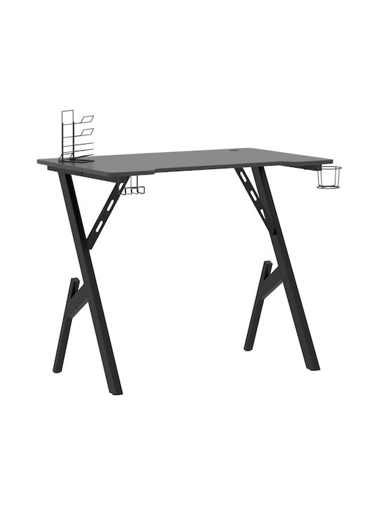 Wooden Gaming Desk with Metal Legs Μαύρο L90xW60xH75cm