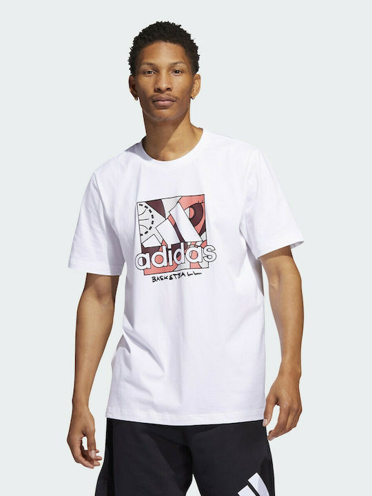 Adidas Ανδρικό T-shirt Λευκό με Στάμπα