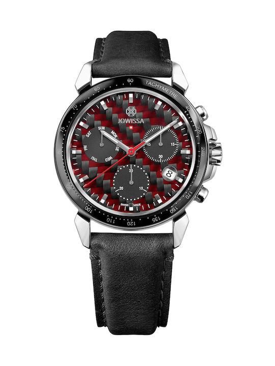 Jowissa Lewy Uhr Chronograph Batterie mit Schwarz Lederarmband