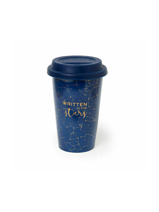 Legami Milano Stars Mug from Porcelain with Lid Blue 300ml