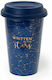 Legami Milano Stars Mug from Porcelain with Lid Blue 300ml