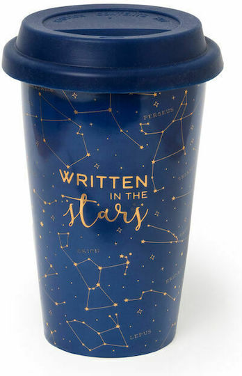 Legami Milano Stars Becher aus Porzellan mit Deckel Blau 300ml