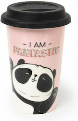 Legami Milano Panda Glass Thermos Glass 300ml Pink