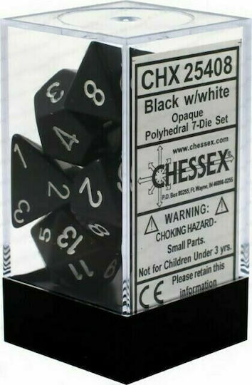 Chessex Opaque Dice 7pcs 25408 Black/White