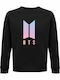 Bluză tip sweatshirt unisex, organică "BTS Logo Coloured Kpop", negru