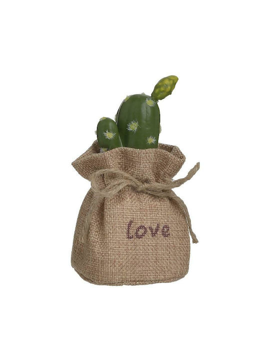 Inart Plantă Artificială în Ghiveci Mic Cactus Green 13cm 1buc