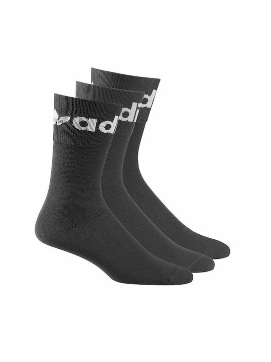 Adidas Fold Cuff Crew Αθλητικές Κάλτσες Μαύρες 3 Ζεύγη