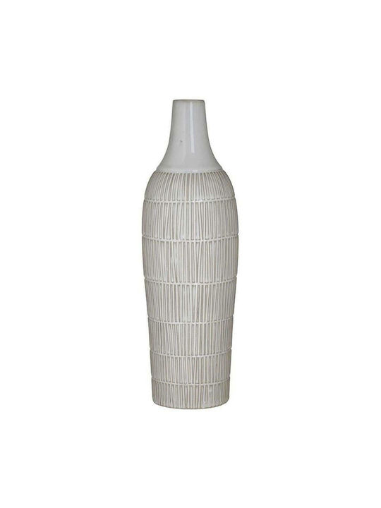 Inart Ceramic Vase Λευκό/ Χρυσό 14x14x40cm