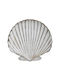 Inart Round Wooden Decorative Platter Shell White 26x26x3cm
