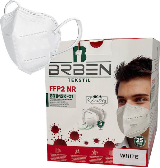 Brben BR Med BRIMSK-001 Μάσκα Προστασίας FFP2 Λευκή 1τμχ