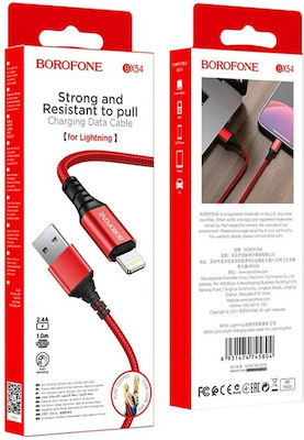 Borofone BX54 Braided USB to Lightning Cable Κόκκινο 1m