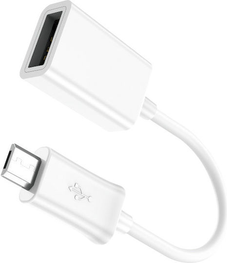 Leewello Μετατροπέας micro USB male σε USB-A female Λευκό 1τμχ YPX-032