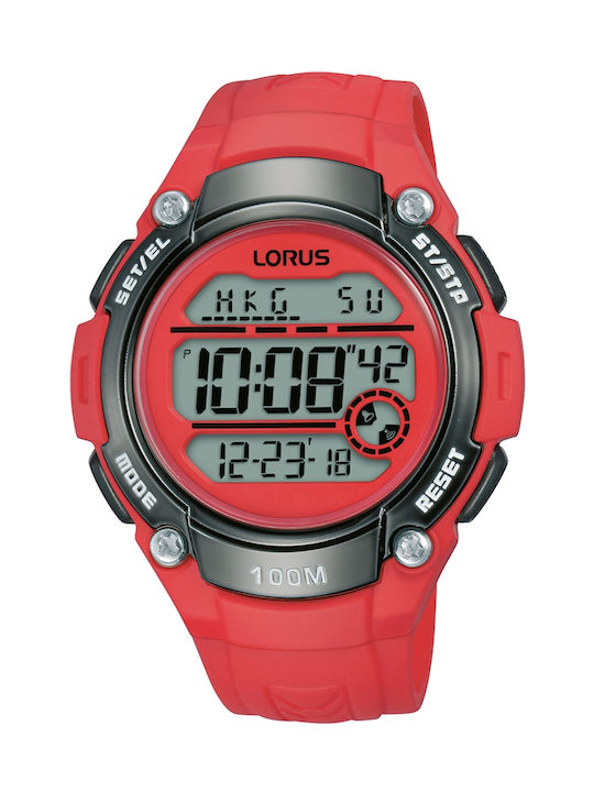 Lorus Ψηφιακό Ρολόι Μπαταρίας με Καουτσούκ Λουράκι σε Κόκκινο χρώμα