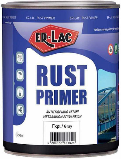 ER-LAC Rust Primer Αστάρι Γκρι Κατάλληλο για Μέταλλο 0.375lt