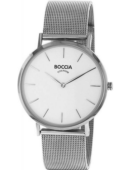Boccia Γυναικείο Ρολόι 36mm Μπαταρίας με Ασημί Μεταλλικό Μπρασελέ
