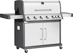 Bormann Elite BBQ5200 Prime Gas Grill Cast Iron Grate 97cmx45cmcm. with 6 Grills 21.6kW and Side Burner