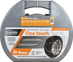 Cartech One Touch Fast Fit Νο 110 Αντιολισθητικές Αλυσίδες με Πάχος 9mm για Επιβατικό Αυτοκίνητο 2τμχ