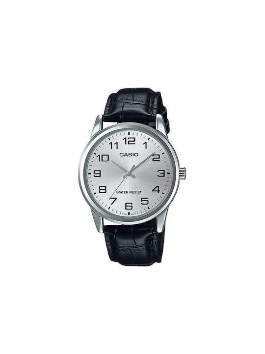 Casio Watch Battery with Black Leather Strap