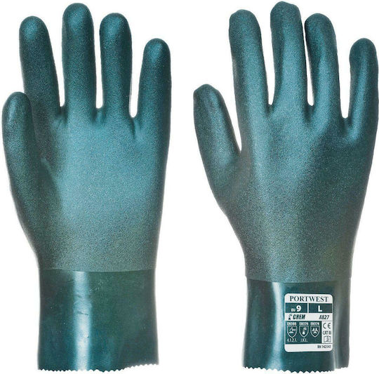 Portwest Green PVC Safety Gloves for Oil & Chemicals