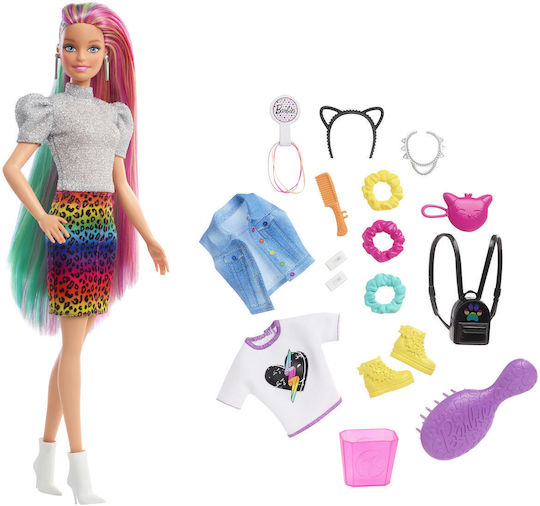Barbie Leopard Rainbow Hair Κούκλα Extra για 3+ Ετών 30εκ.