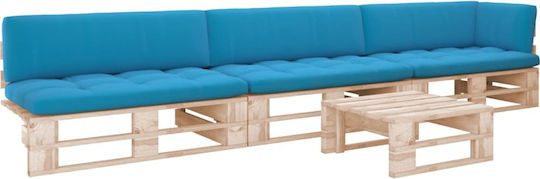 Set Outdoor Living Room with Cushions Blue 4pcs