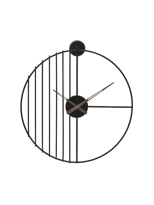 Inart Ρολόι Τοίχου Μαύρο Μεταλλικό 60cm