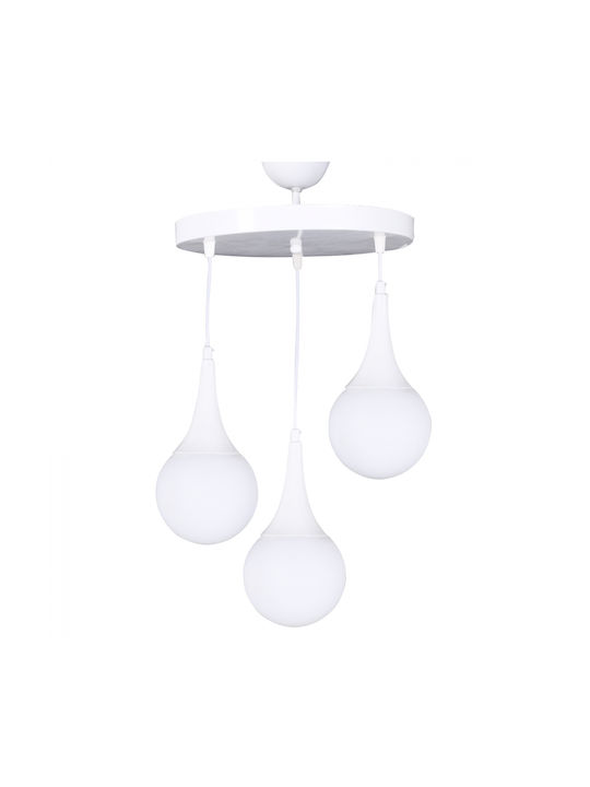 HomeMarkt Pendant Light Three-Light for Socket E27 White