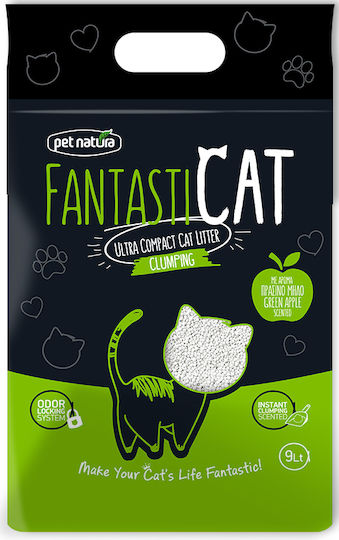 Pet Natura Fantasticat Crystal Bentonite Cat Litter with Scent Green Apple 9lt