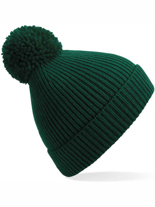 Beechfield Pom Pom Beanie Frauen Beanie mit Rippstrick Bottle Green