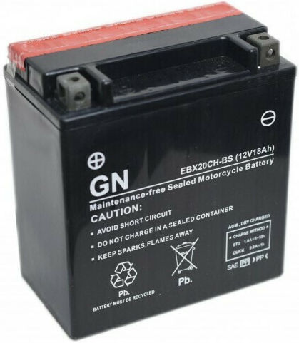 GN Motorradbatterie YTX20CH-BS mit Kapazität 18Ah