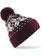 Beechfield Snowstar Pom Pom Beanie Männer Beanie mit Rippstrick in Burgundisch Farbe