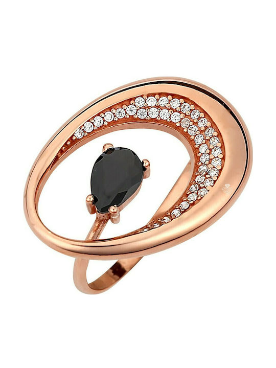 Gregio Ring with Zircon made of Silver Gold Plated