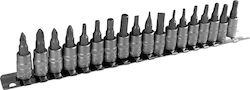 JBM Chei tubulare cu Vârfuri Allen, Torx, Cruce și Patrat de Prindere 1/4'' Set 18buc