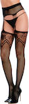 Dreamgirl Multi-Design Fishnet Suspender Garter Pantyhose Black
