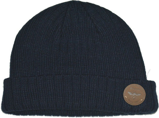 Beanie Ανδρικός Σκούφος με Rib Πλέξη σε Navy Μπλε χρώμα