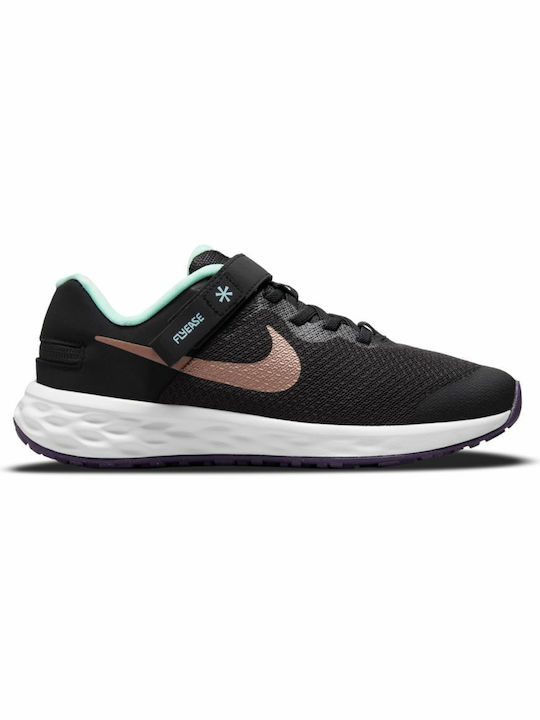 Nike Revolution 6 FlyEase Γυναικεία Αθλητικά Παπούτσια Running Black / Mint Foam / Canyon Purple / Metallic Red Bronze