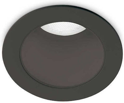 Ideal Lux Quark Στρογγυλό Μεταλλικό Χωνευτό Σποτ με Ενσωματωμένο LED και Θερμό Λευκό Φως σε Μαύρο χρώμα 6.1x6.1cm