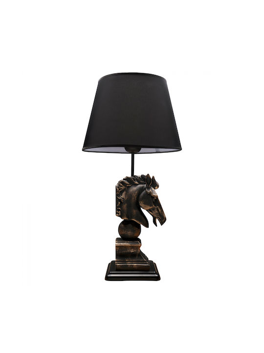 HomeMarkt Metal Vintage Table Lamp for Socket E27 with Black Shade and Bronze Base