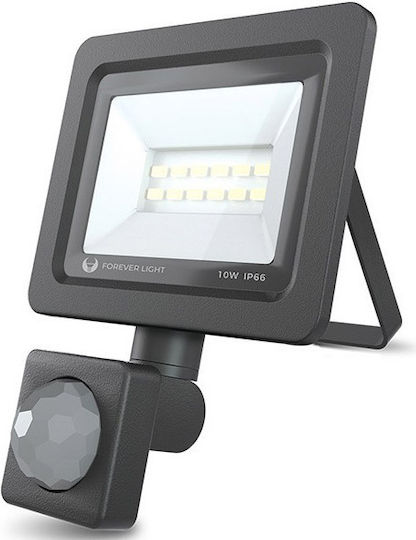 Forever Light Στεγανός Προβολέας LED 10W Ψυχρό Λευκό 6000K με Αισθητήρα Κίνησης IP66