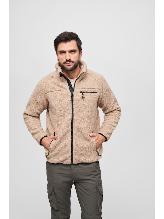 Cardigan Fleece pentru Bărbați Camel